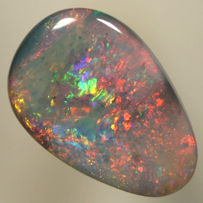 SOLID SEMI BLACK OPAL Pretty fire, red and green over blue